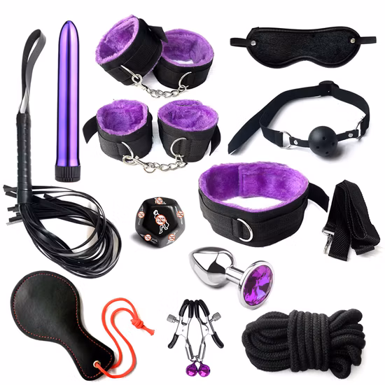 Couples Sex Toy Adult Sex Roleplay Games Slave Bondage Kit (SM Lace Bondage Erotic Lace Breast Cover Handcuffs EyeMask)