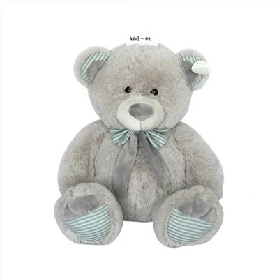 Muñeca calentada para microondas ponderada, regalo promocional para mascotas, niños, oso de peluche suave, juguete de peluche gris con bordado