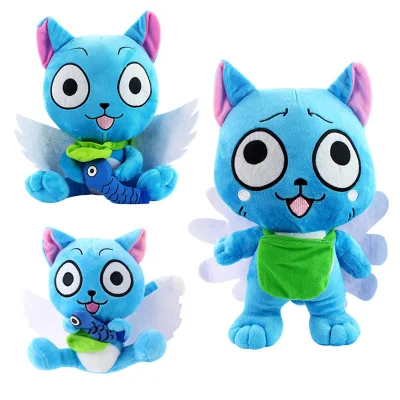 Juguete de peluche de gato, muñeco suave azul, decoración Kawaii, juguetes de peluche