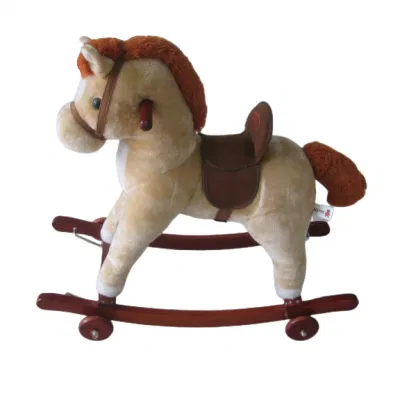 Paseo personalizado en juguete de madera de la silla del caballo mecedora del bebé de los niños troyanos de la felpa