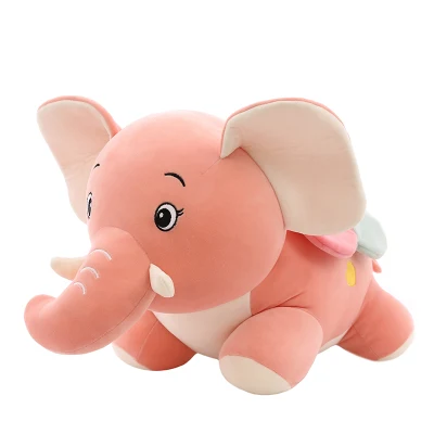 Juguete grande modificado para requisitos particulares de la felpa del elefante del bebé de la venta al por mayor del peluche de los oídos del elefante del ala del juguete de la felpa